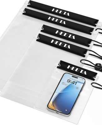 5-Pack Clear Waterproof Dry Bag, Water Tight Cases Pouch Dry Bags for Camera Mobile Phone Maps, Kayaking Boating Document Holder